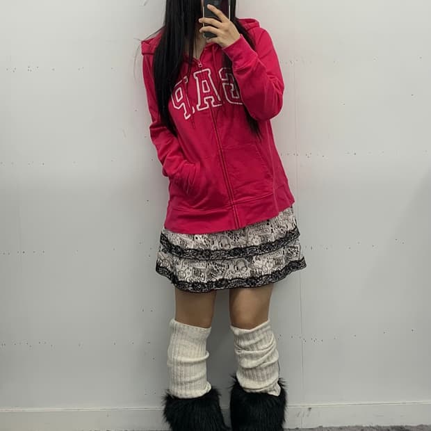 갭 핫핑크 후드집업