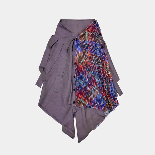 공테잎 프린지 니트 버튼 스커트