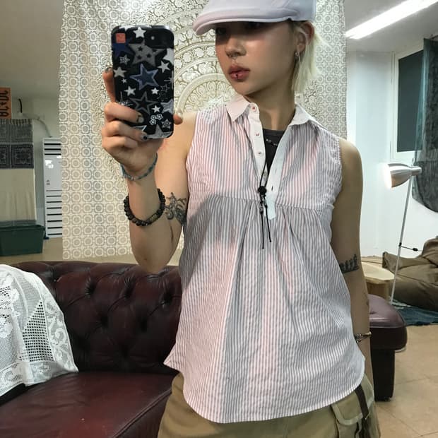 자라 여성 민소매 셔츠 