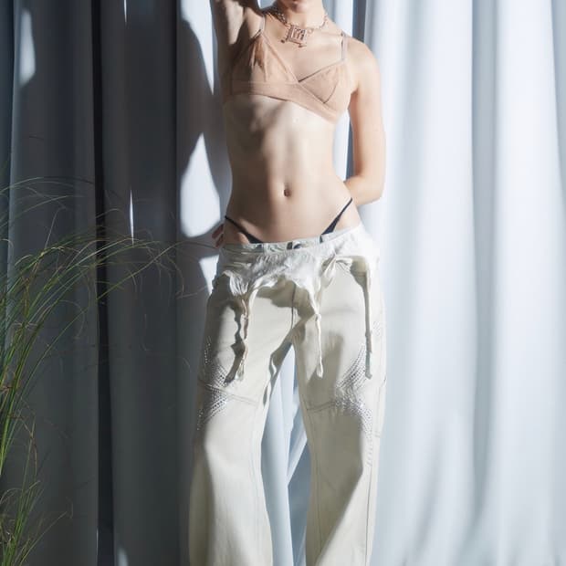 스컬프터 라인스톤 로우라이즈 데님 (틴티드워시)