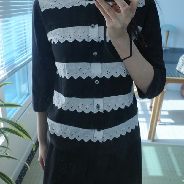 꼼데가르송 트리콧 프릴 가디건