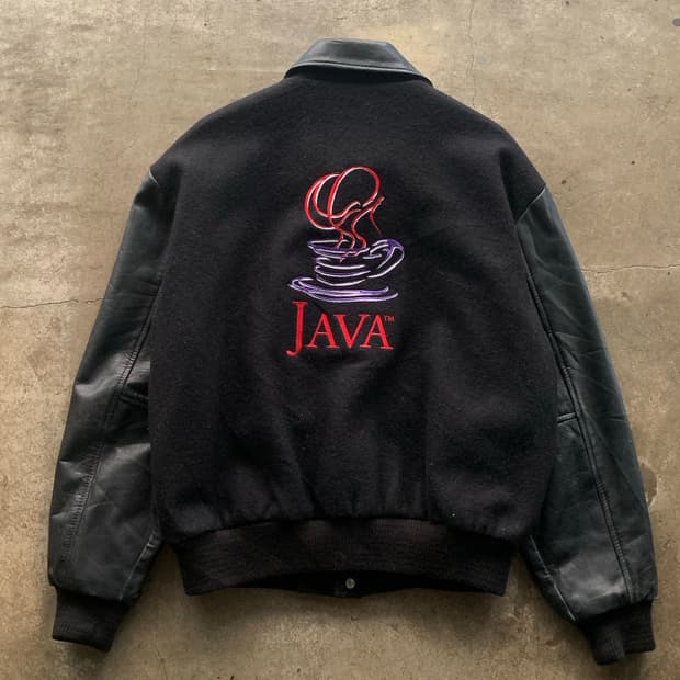 90s JAVA by 썬 마이크로시스템즈 울/레더 자켓