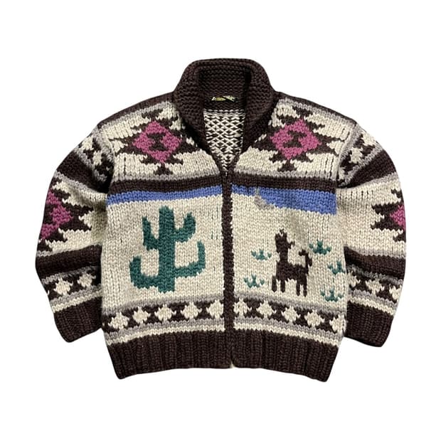 [Rich More] 리치모어 웨스턴 사막 패턴 핸드니트 코위찬