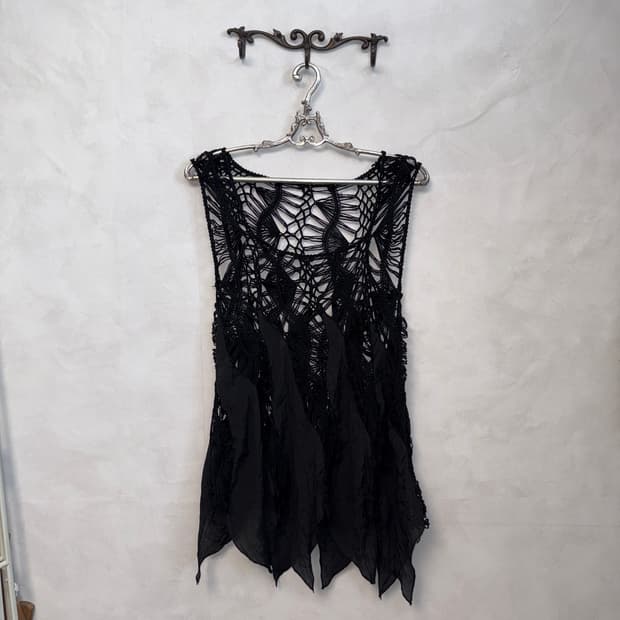 Black grunge fairy crochet sleeveless
