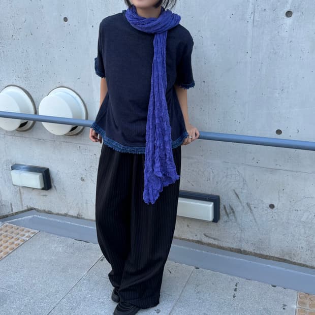 Vintage Pleats Blue Scarf