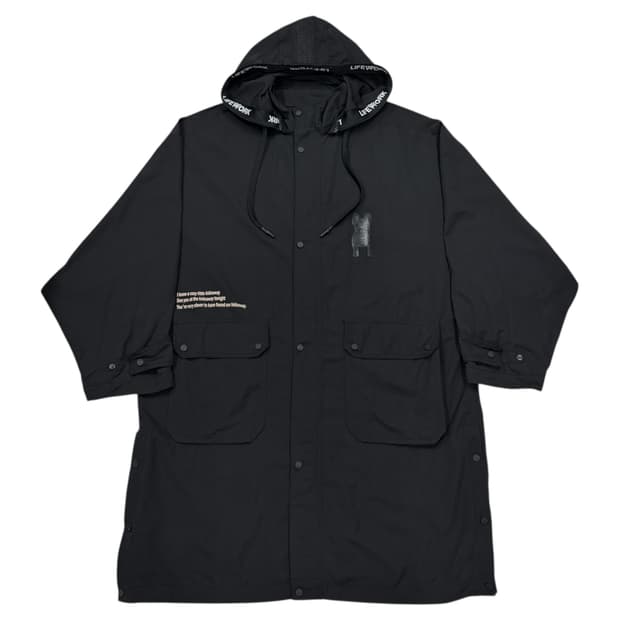 라이프워크 여성 라독 포인트 오버핏 롱 바람막이 점퍼 블랙