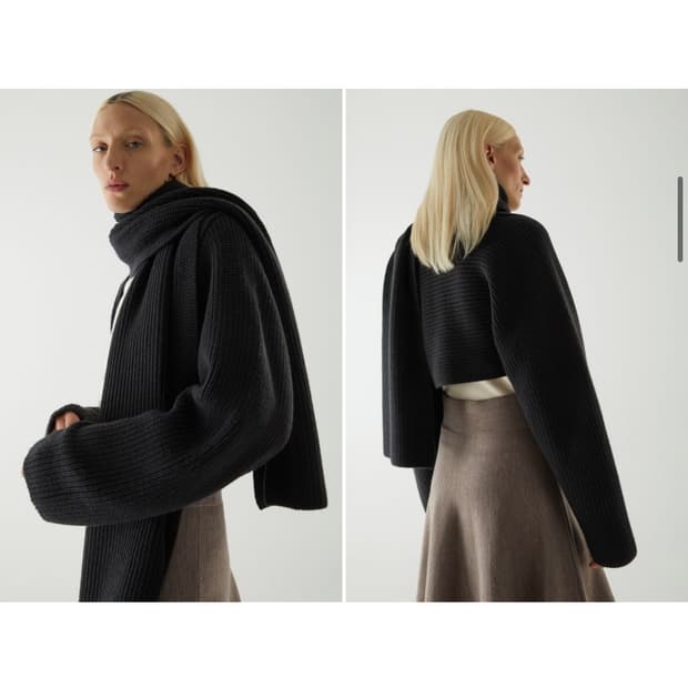 코스 울 하이브리드 볼레로 가디건 머플러 숄 가디건