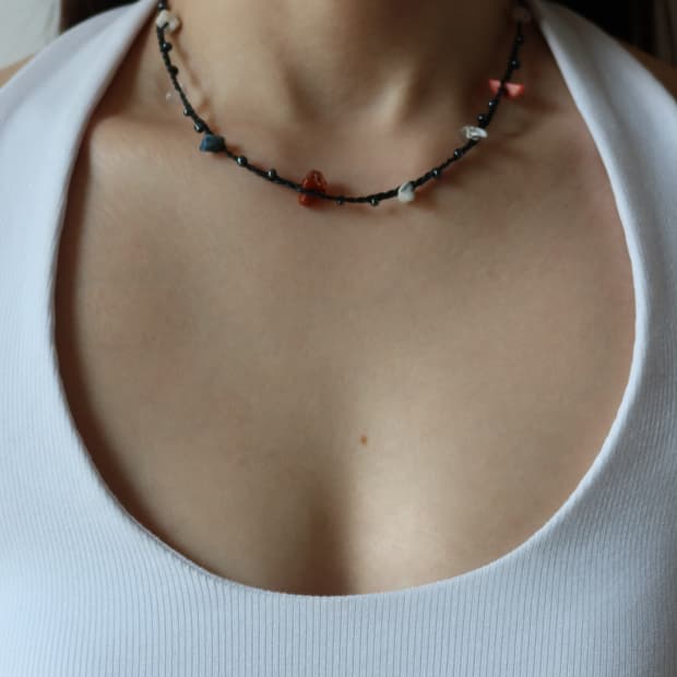 mixed stone beaded necklace