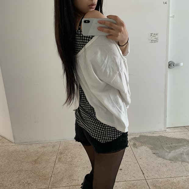 Layered Houndstooth Top