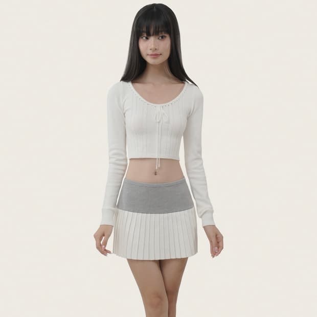 (새상품) 클리시어 츄로 케이블 니트 아이보리