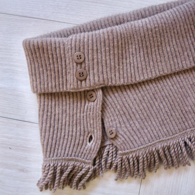 [Vintage] border button knit turtleneck