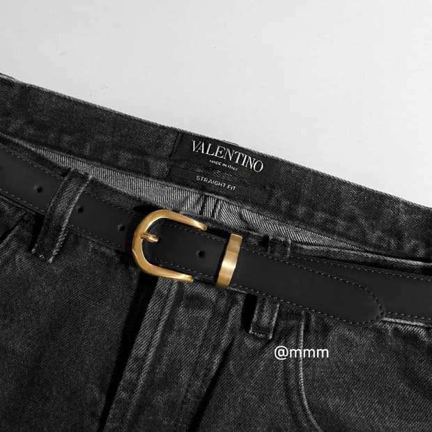 [Unisex]골드링 이태리 가죽 벨트 블랙