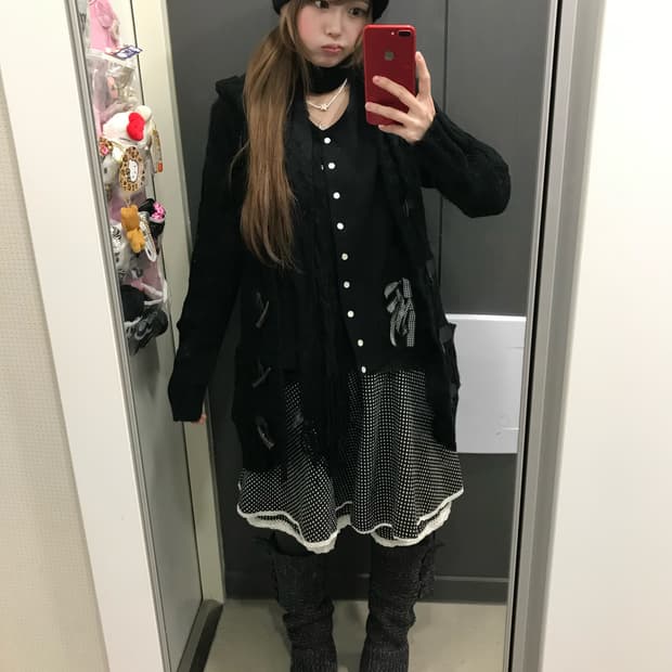 데일리 블랙 모리걸 리본 도트 코디세트