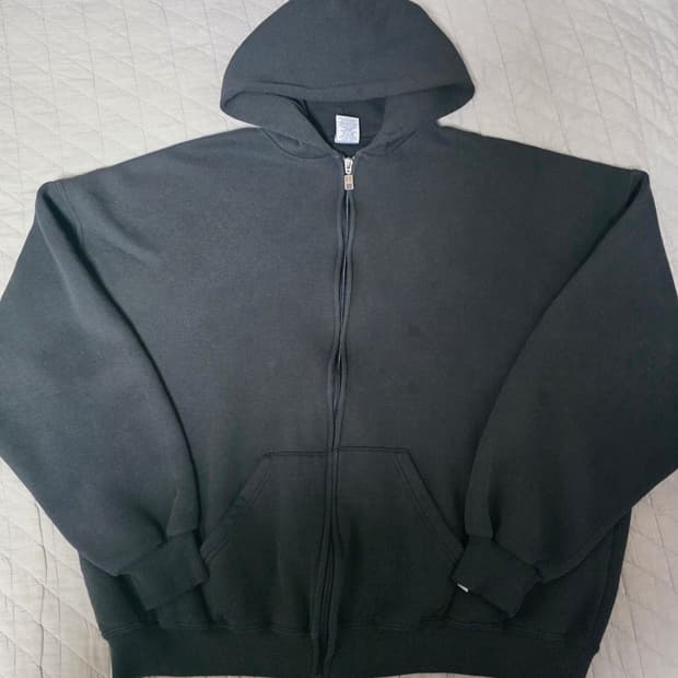 [XXL] 90s 빈티지 러셀 애슬레틱 후드집업 블랙 라이트페이드