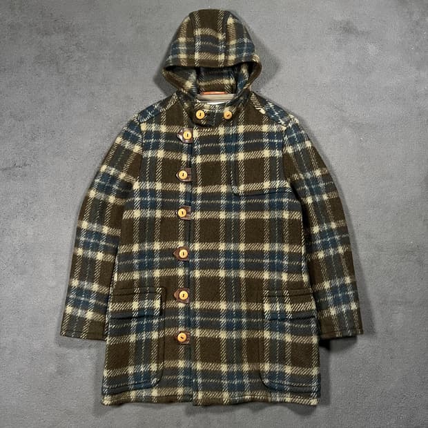 DRIES VAN NOTEN 드리스반노튼 브라운 체크 울 더플 코트