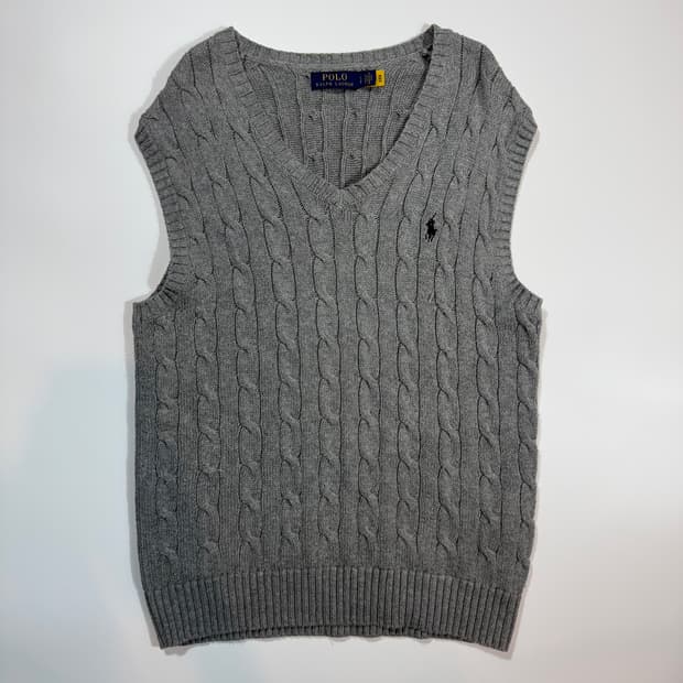 폴로 랄프로렌 그레이 케이블 니트 베스트