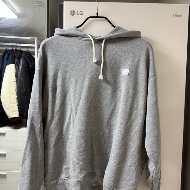 아크네 스튜디오 페이스 로고 후드 그레이 S