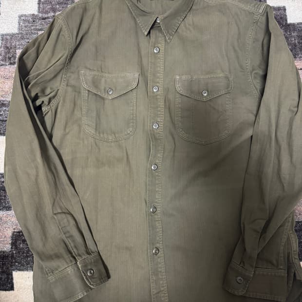 RRL 헤링본 올리브 셔츠 L