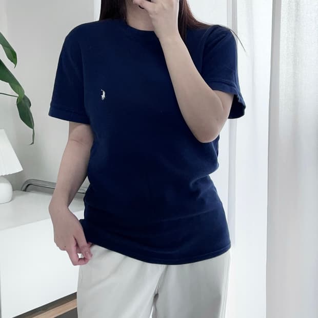 폴로 네이비 / 화이트포니 와플 반팔티  [ M ]