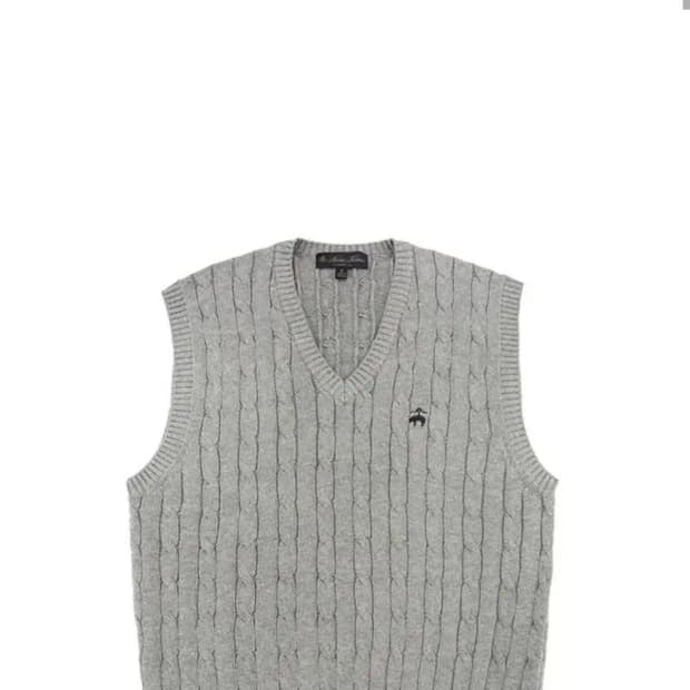 브룩스브라더스 코튼 케이블 니트 베스트 그레이 M