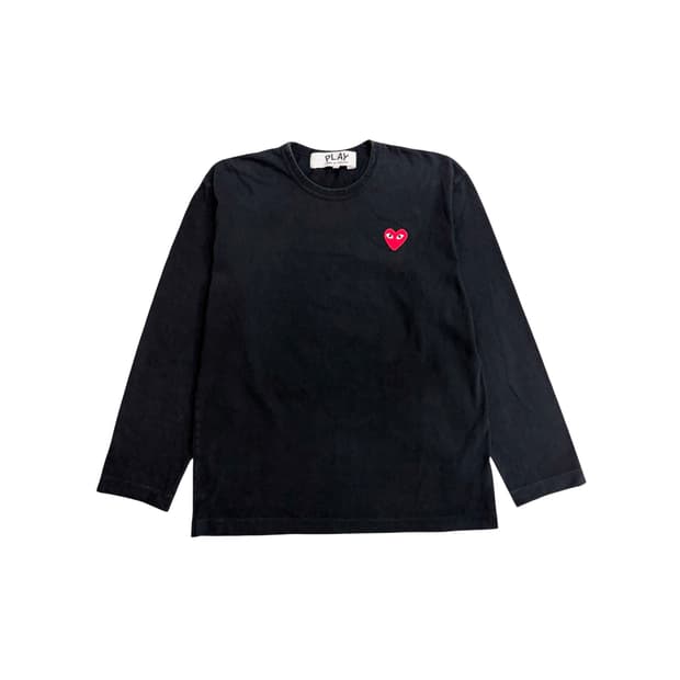 꼼데가르송 레드 와펜 블랙 롱슬리브 긴팔 티셔츠 xl