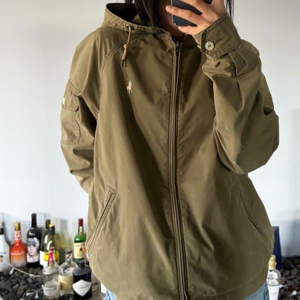 [S]폴로 랄프로렌 카키 코튼 후드 자켓
