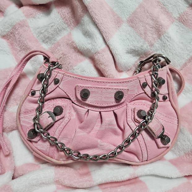 발렌시아가 르카골 미니 체인백 핑크데님