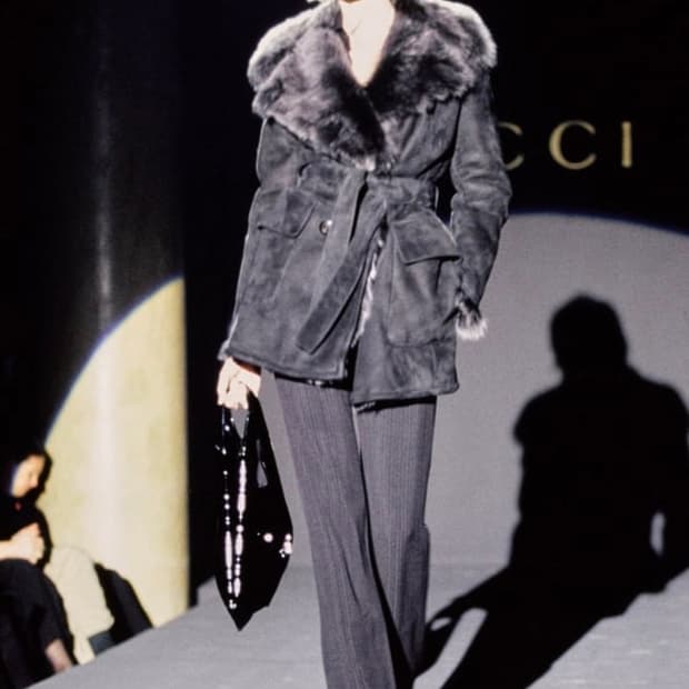 1995AW 구찌 by 톰포드 램스킨 투스카나 시어링 퍼 레더 코트