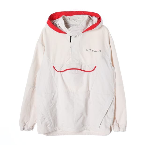 스파이더 아노락 화이트 레드 배색 하프집업 XL