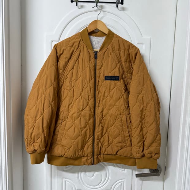 L사이즈 팀버랜드 리버시블 퀄팅 봄버 자켓 브라운