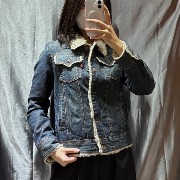 S LEVIS 리바이스 투포켓 울프 털 데님자켓