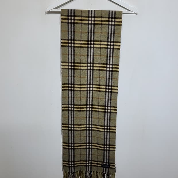 (정품) 버버리 목도리 체크 머플러 카키 램스울 