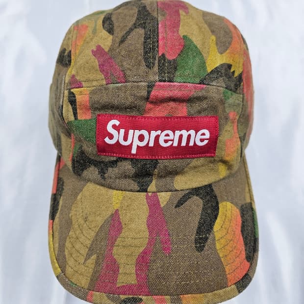 슈프림워시드카모캠프캡