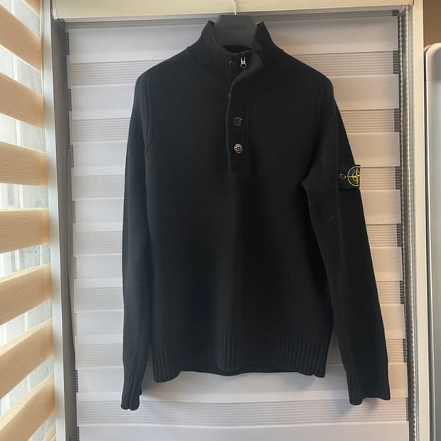 스톤아일랜드 램스울 하프집업 니트 블랙 S