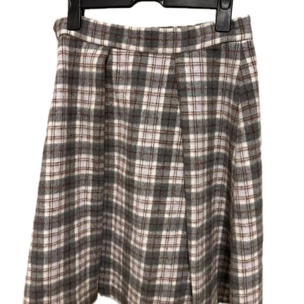 빈티지 체크 울 스커트 모리걸