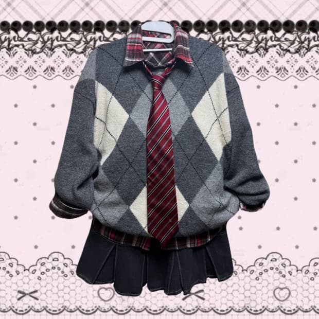 프레피 긱시크 코디 세트