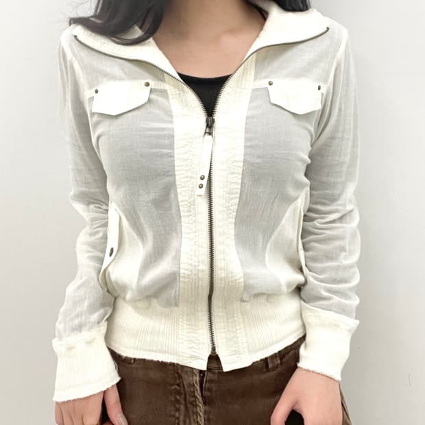 y2k white semi see-through jacket