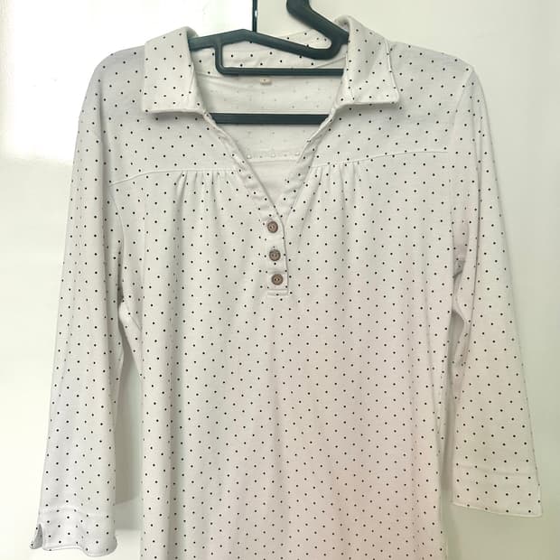 모리걸 도트 레이스 7부 티셔츠