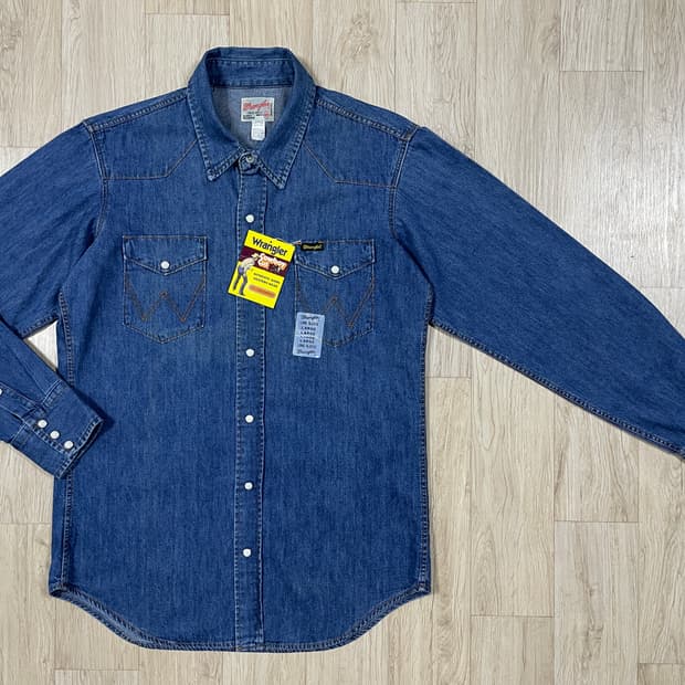 95~100) 60's 복각 랭글러 재팬 데님 웨스턴셔츠(데드스탁)