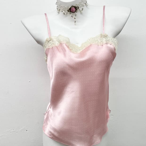 히메갸루 핑크 도트 레이스 슬립