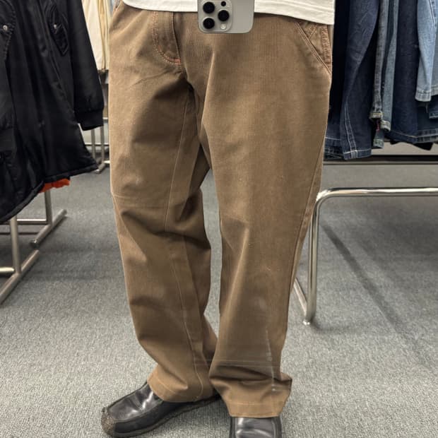 OS)Angee Bros 빈티지 올리브 헤비 코튼 팬츠