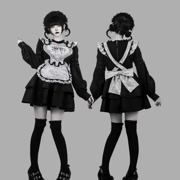 딤모아르 Drip Heart 메이드 원피스 블랙그레이