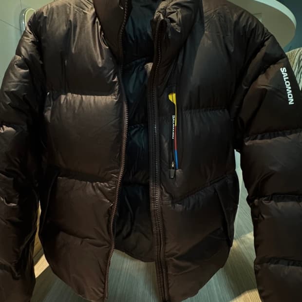 살로몬 컨투어 크롭 다운 자켓 초콜렛