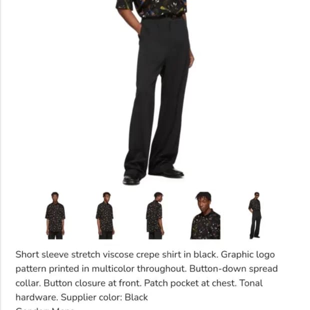 최종 할인! 발렌시아가 셔츠 /블랙 크레페 셀레브레이션 셔츠