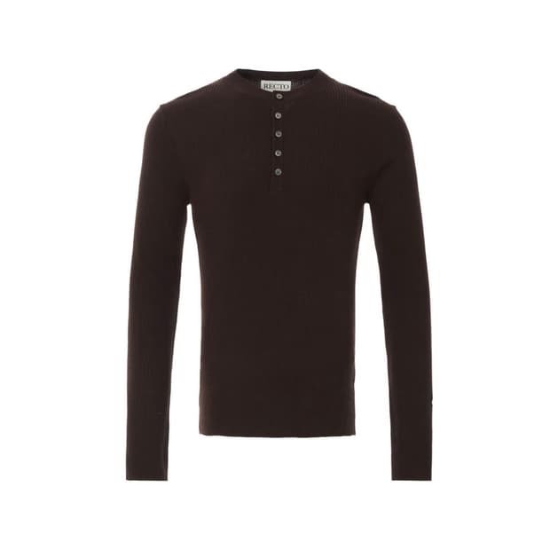 렉토 자카드 헨리넥 버건디