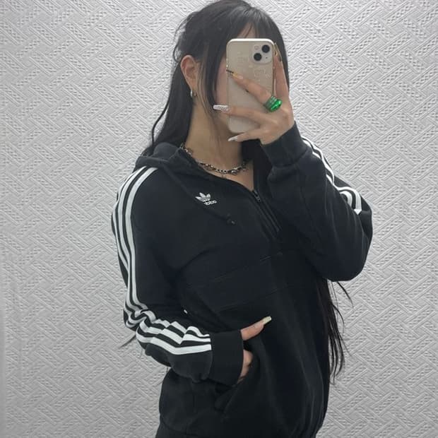 아디다스 올드스쿨 오리지널 삼선 약기모 반집업 후드티 XS C08097