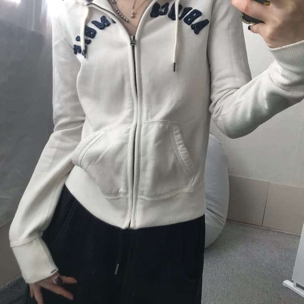 아베크롬비 아이보리 딱붙핏 후드집업