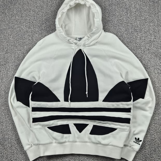 아디다스 빅로고 배색 래글런 후드 티셔츠 ( M ) / 10165