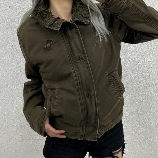 아베크롬비 y2k 아디론닥 딥카키 울프죠 자켓 L