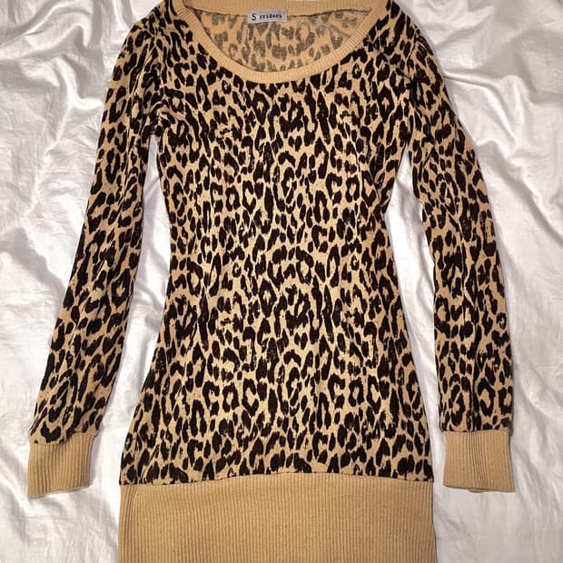 gyaru rock chic leopard pattern knit